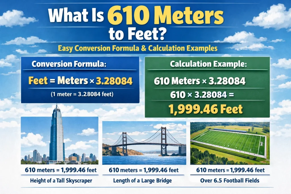 What Is 610 Meters to Feet? Easy Conversion Formula Calculation Examples