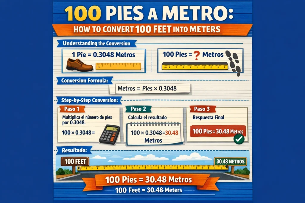 100 Pies a Metro: How to Convert 100 Feet into Meters Complete Guide