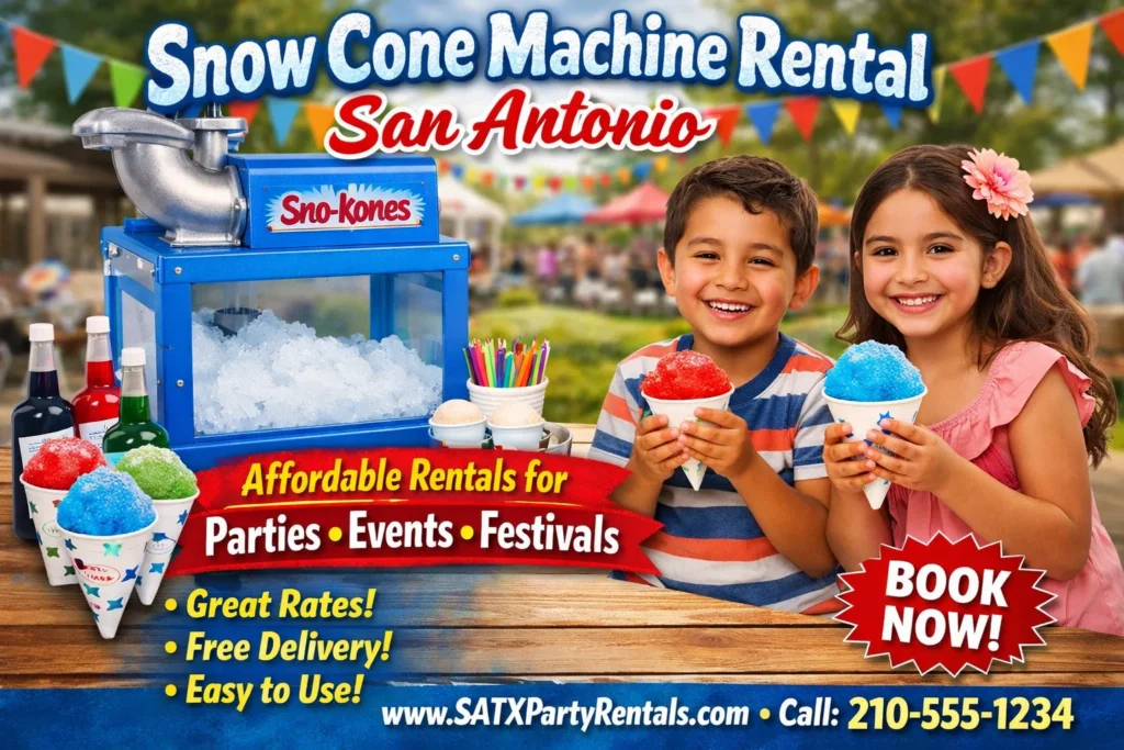 Snow Cone Machine Rental San Antonio: Affordable Rentals for Parties Events and Festivals