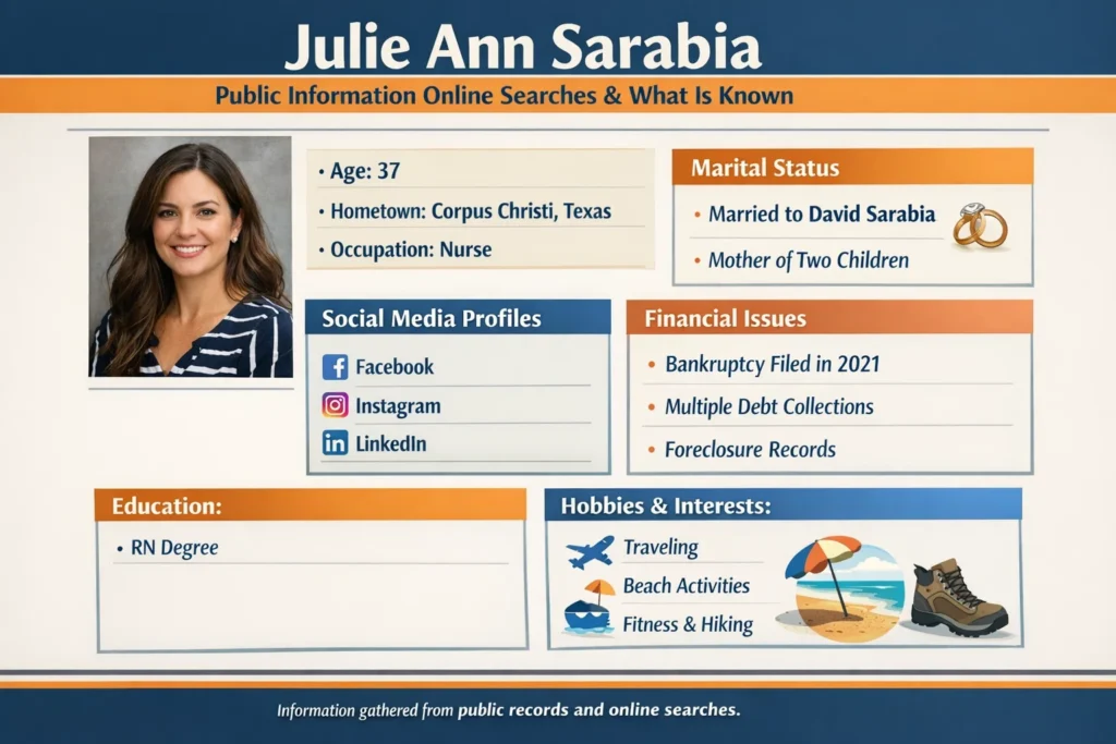 Julie Ann Sarabia: Public Information Online Searches and What Is Known